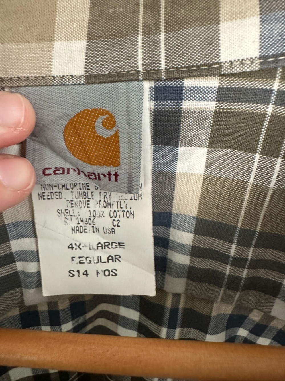 Carhartt Men's Plaid Short Sleeve Button Down Shirt 4XL Blue Workwear USA‎ Made - Picture 4 of 7